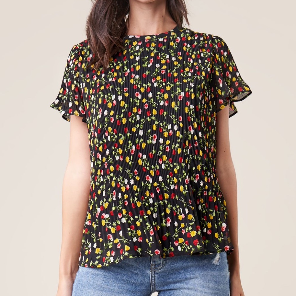 Sugarlips Spot Me Pleated Floral Blouse Top